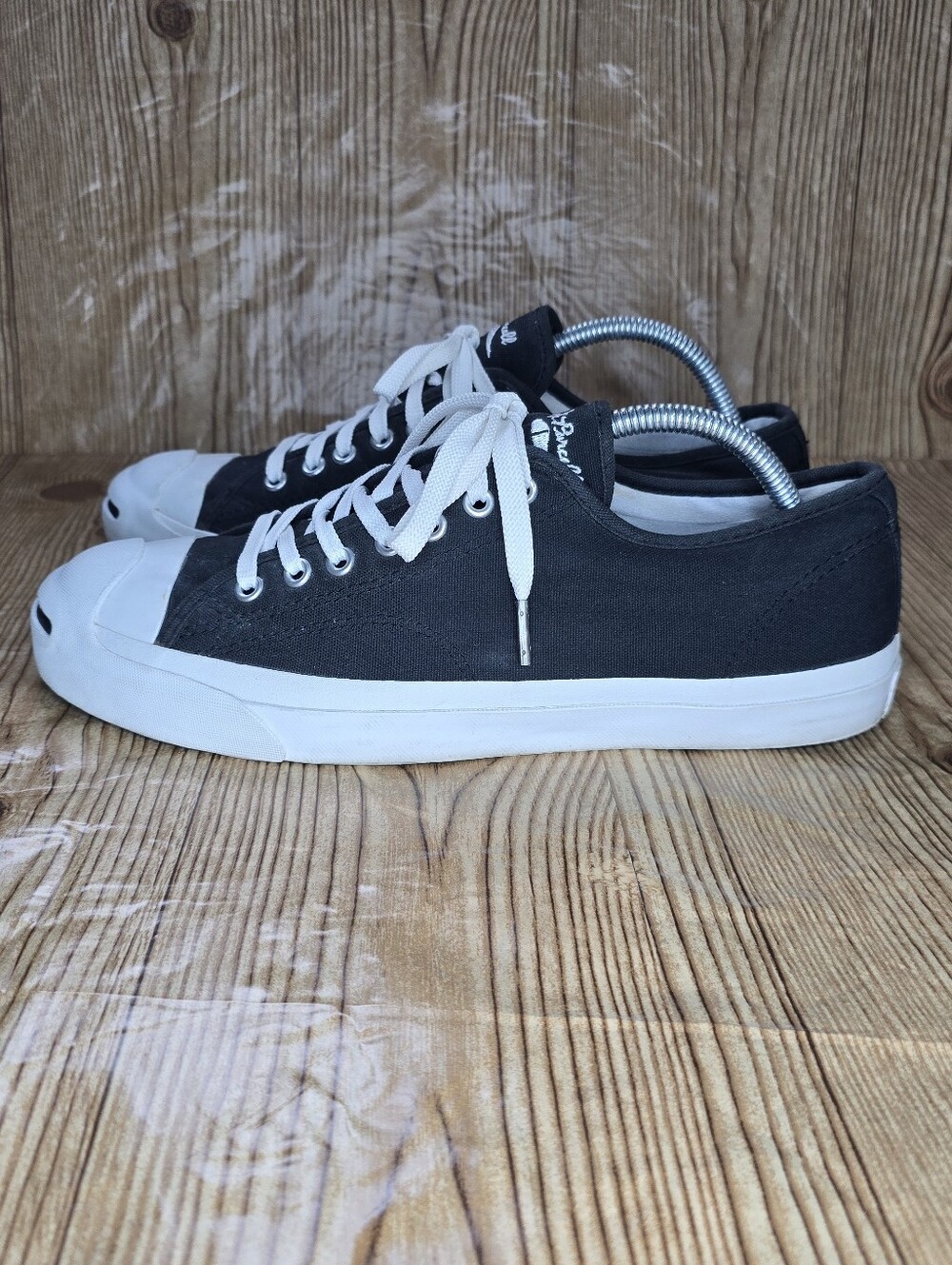 Men's Jack Purcell Converse Black & White Low Top Sneakers Size 9.5 - Picture 2 of 11